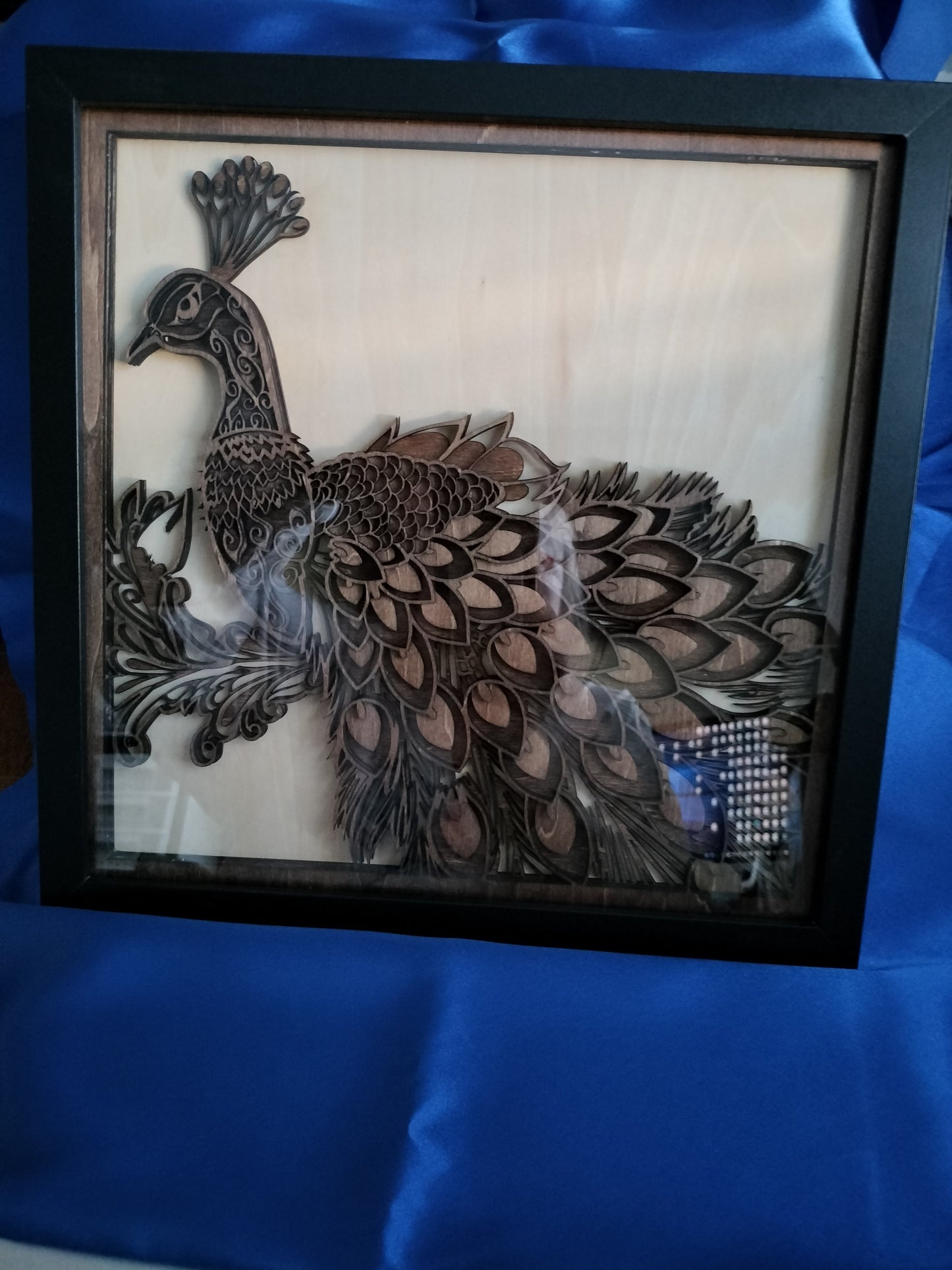 12"x12" Laser Engraved multi layer Peacock