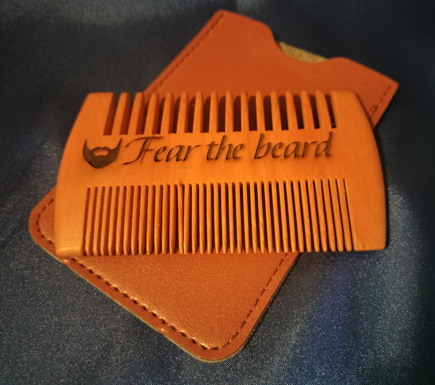 Wooden Engraved Beard Comb