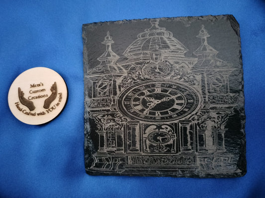 Vintage Clocks  Engraved  Slate Coaster Set