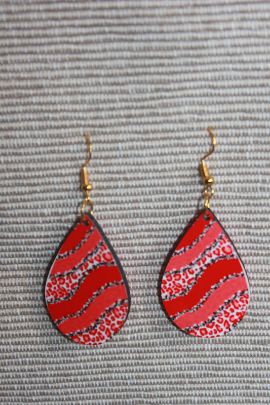 Tear drop Earrings -CoralPrint