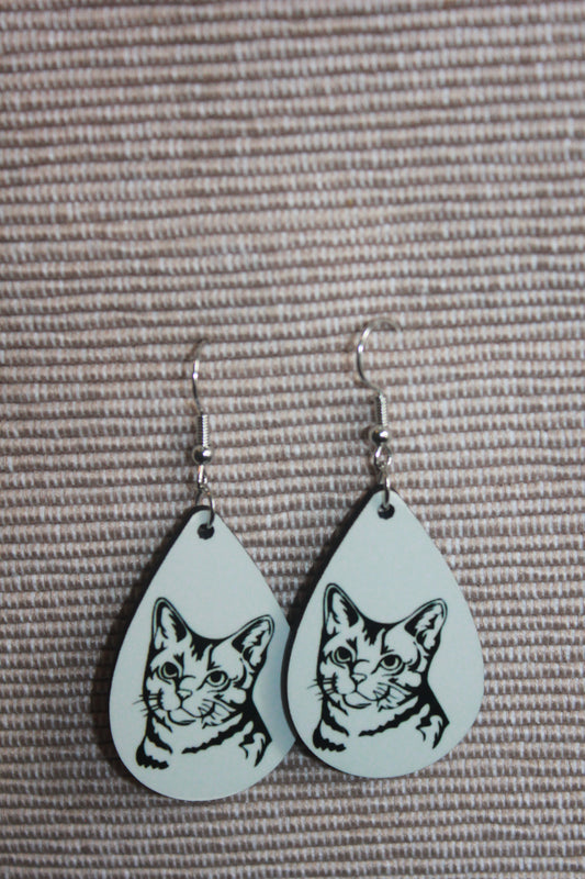 Tear drop Earrings -Cat