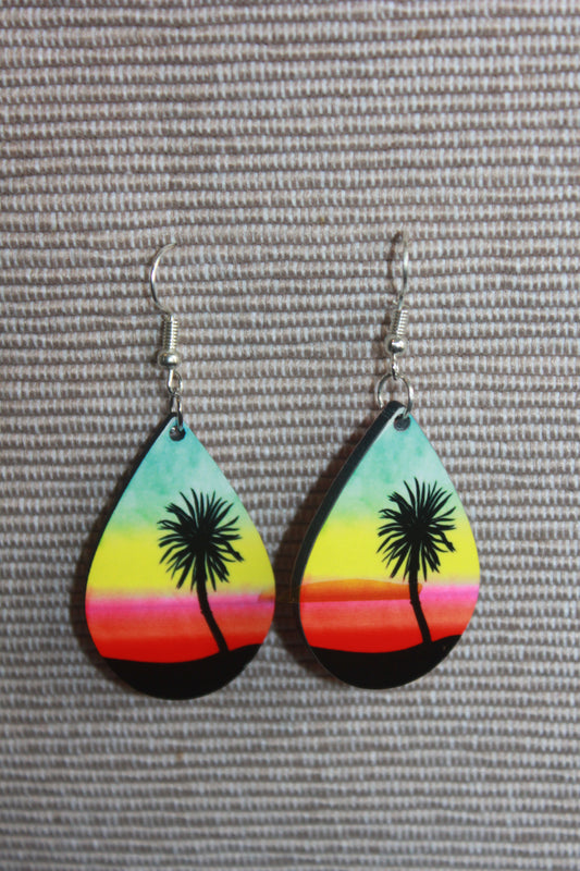 Tear drop Earrings - Palm Trees