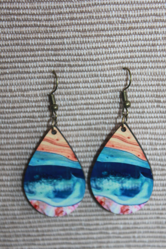 Tear drop Earrings -Blue print