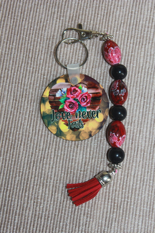 Beaded Key Ring  - Love Never Fails