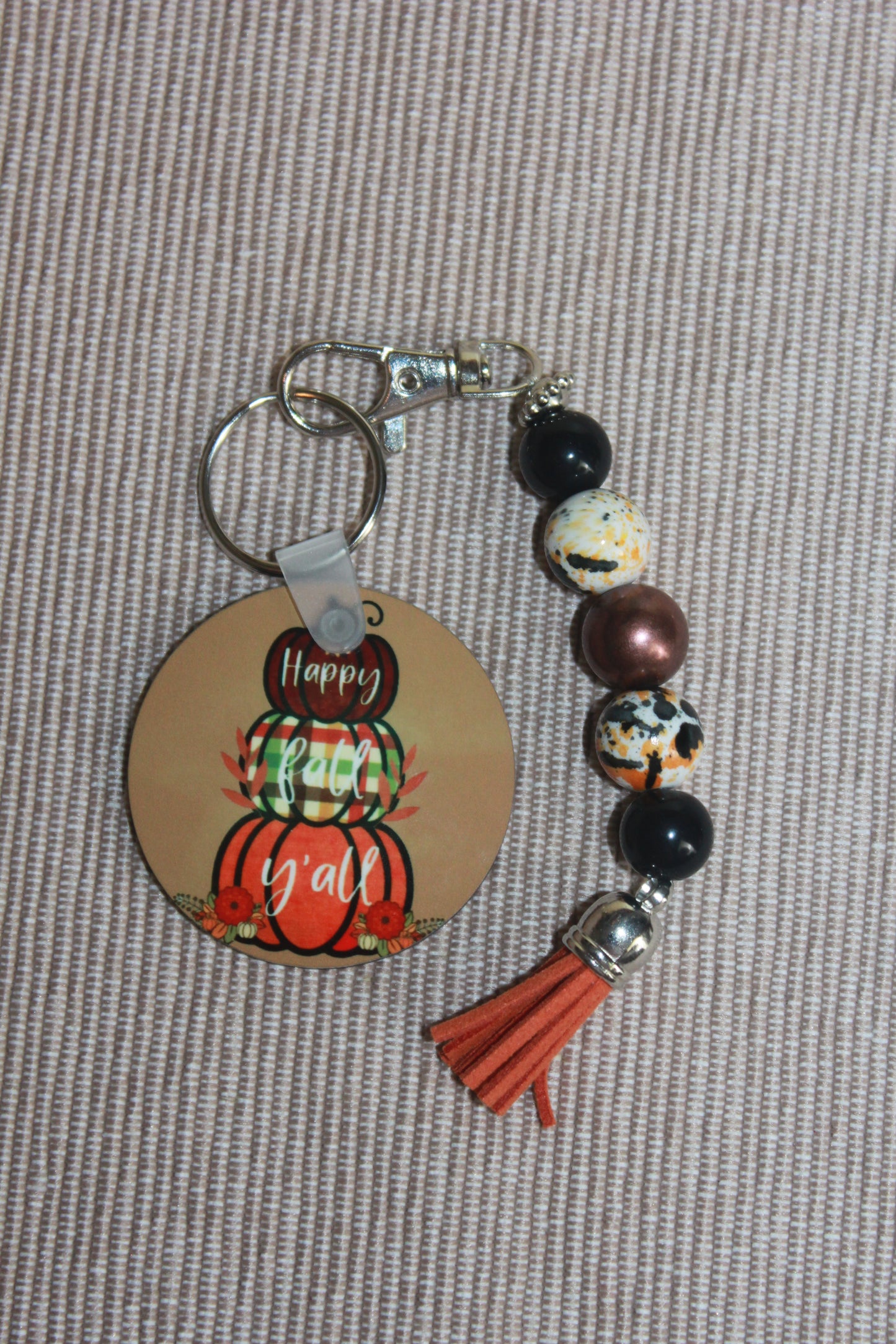 Beaded Key Ring  - Happy Fall