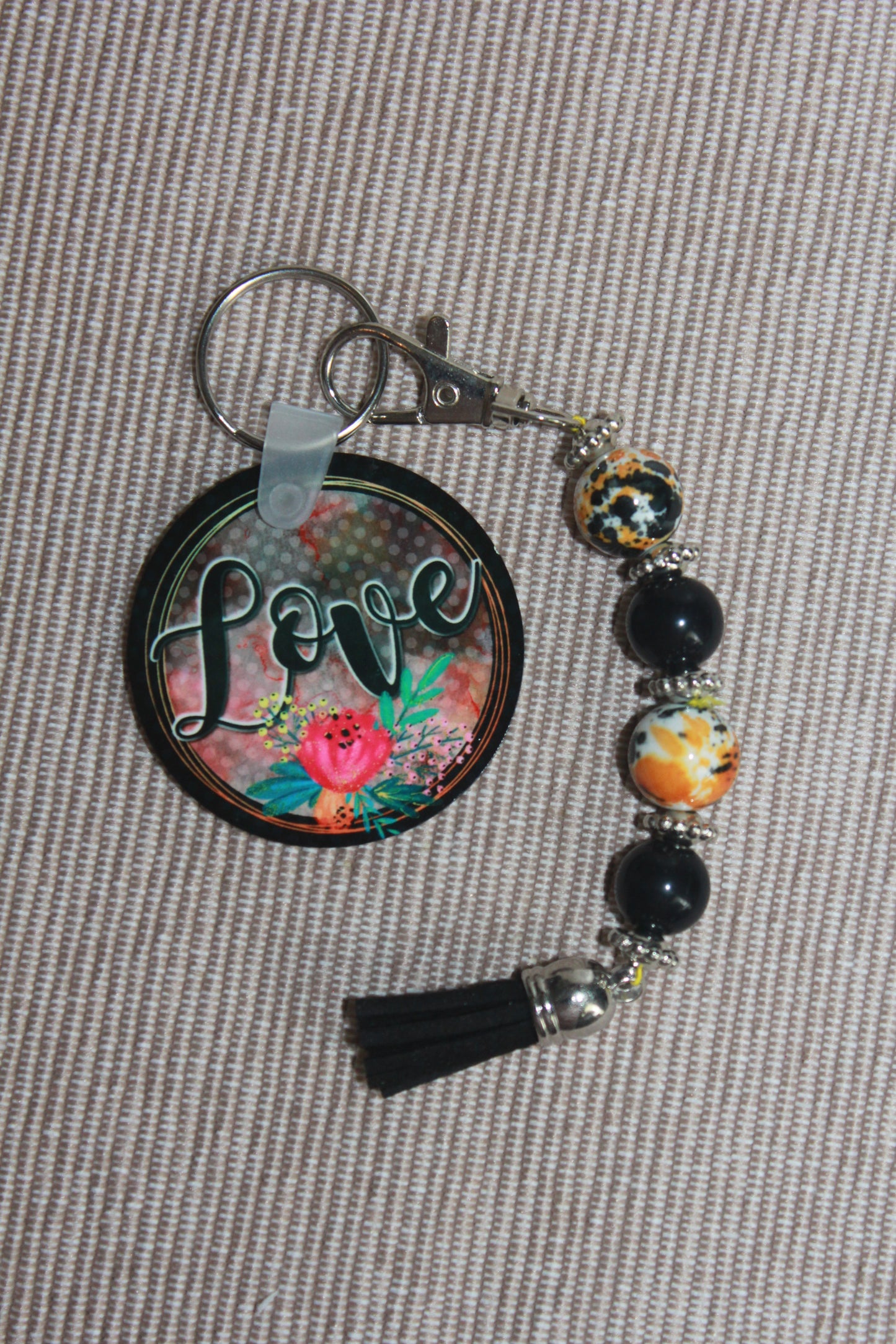 Beaded Key Ring  - Love