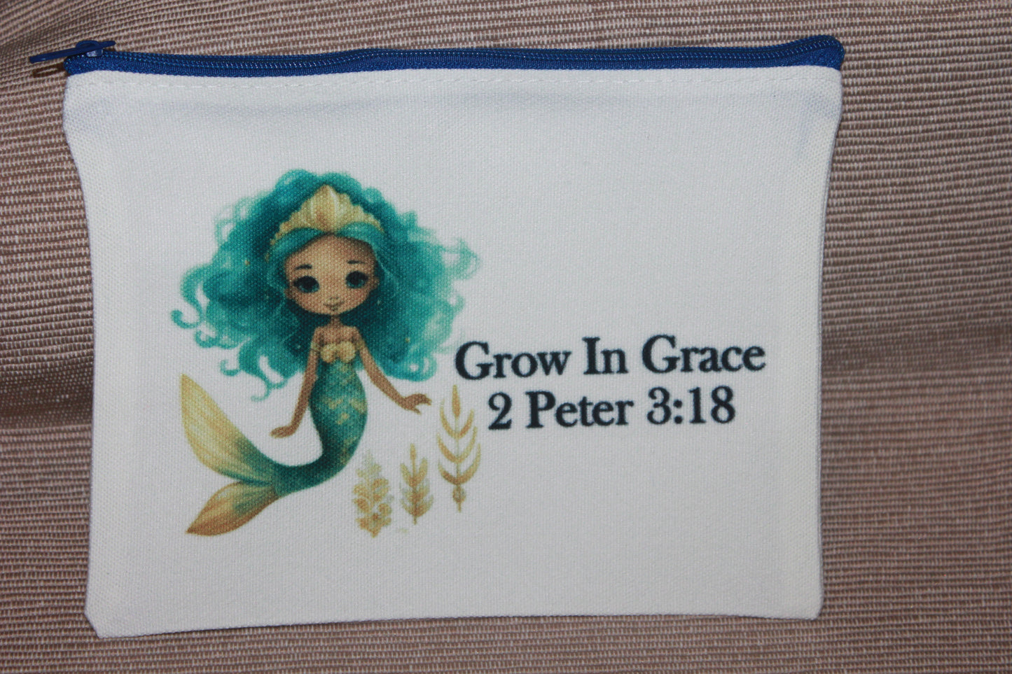 Scripture canvas bag - MERMAID BLUE GROW IN GRACE