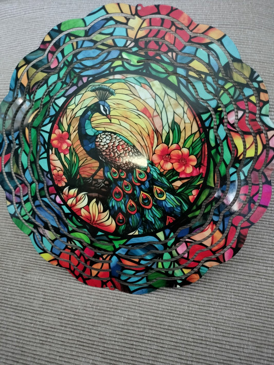 8" METAL WINDSPINNER - PEACOCK