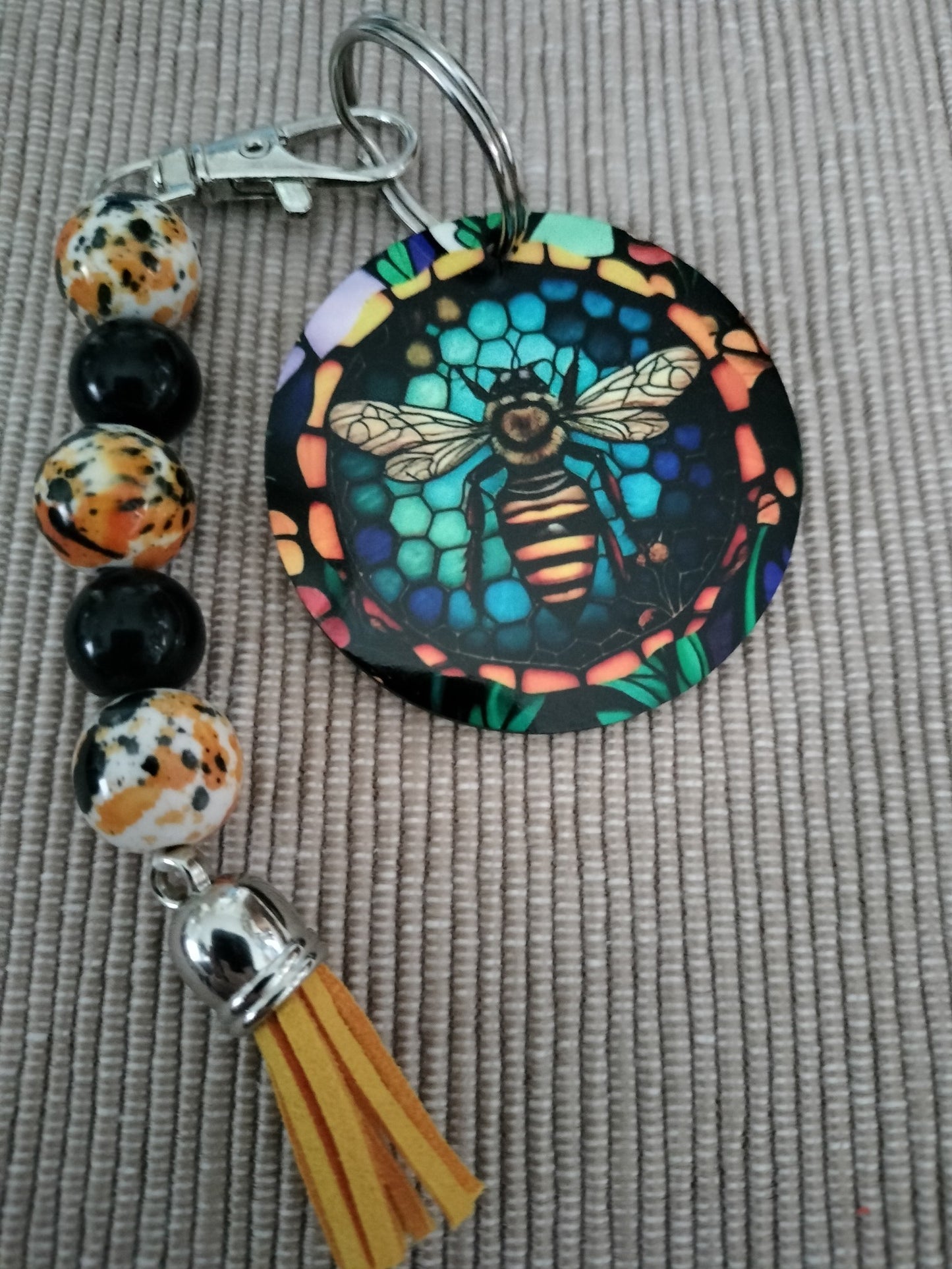 Beaded Key Ring  - Honey Bee