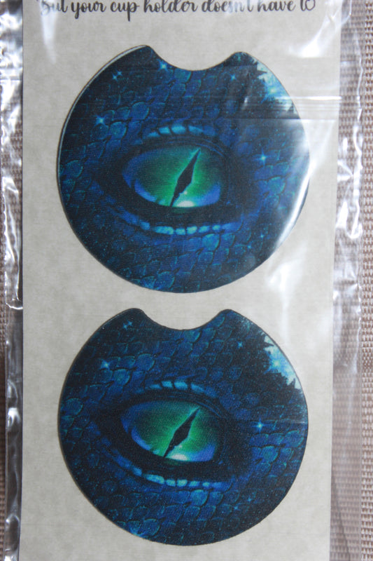 Set of 2 Car Coasters - Blue Dragon Eye