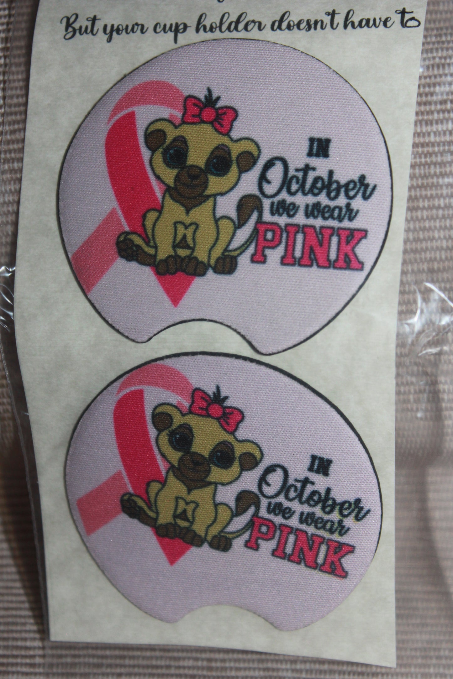 Set of 2 Car Coasters -Breast Cancer