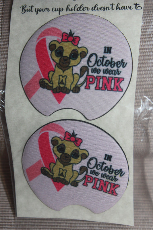 Set of 2 Car Coasters -Breast Cancer