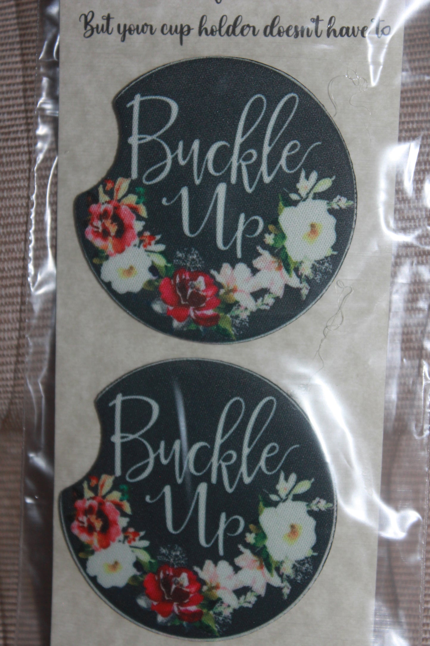 Set of 2 Car Coasters - Buckle up