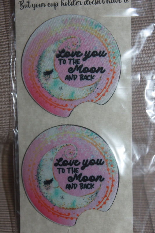 Set of 2 Car Coasters - To the moon and back