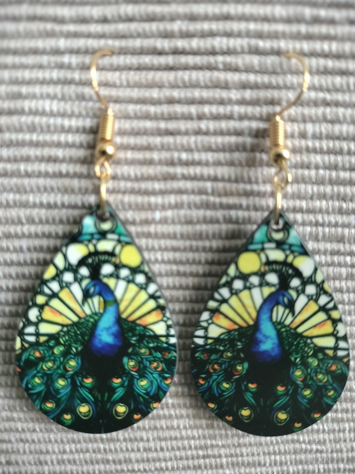 Tear drop Earrings - Blue  Peacock