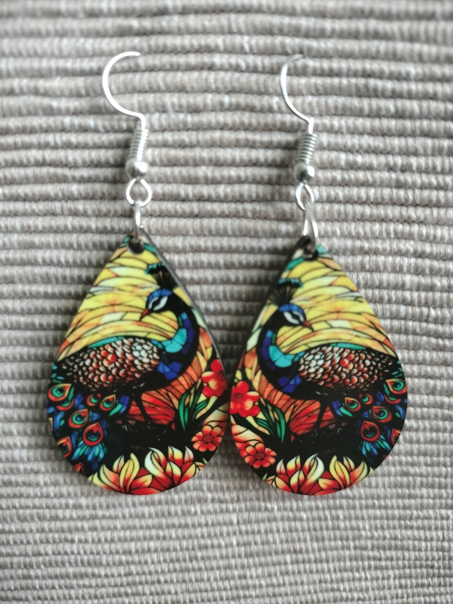 Tear drop Earrings -   Yellow Peacock